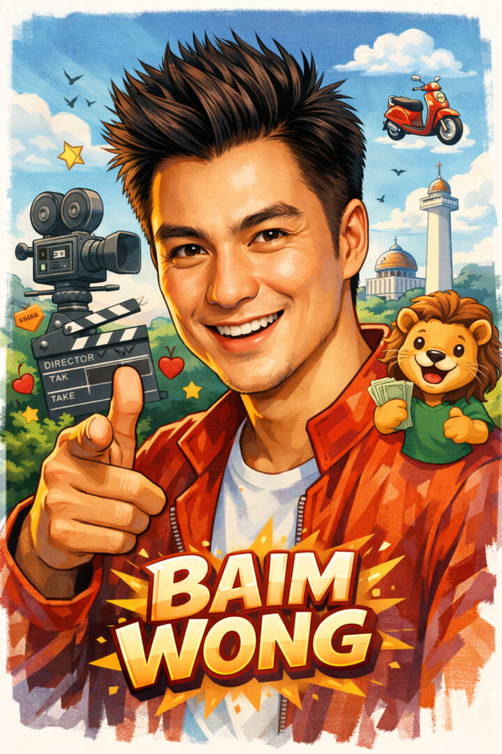 Ilustrasi Baim Wong sebagai kreator dan figur publik Indonesia dengan aktivitas konten sosial dan sorotan audiens luas di 2025