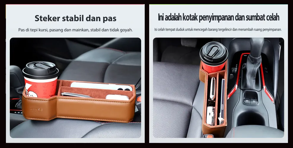 Kotak Penyimpanan Celah Kursi Mobil Anti Jatuh dengan Cup Holder