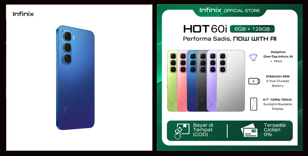 Gambar Infinix Hot 60i 6/128GB - Up to 12GB Extended RAM